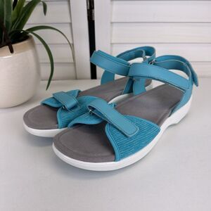 Traq Alegria Qali Aqua Blue‎ Sandals Ankle Strap Comfort Walking Shoe EU 39 US 9